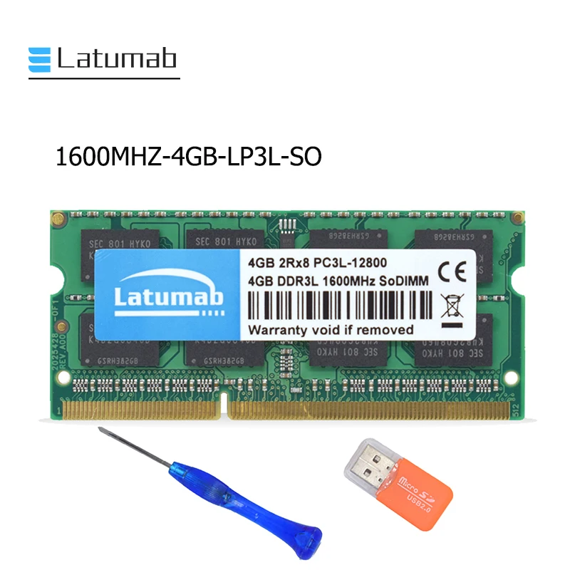 Latumab 4 ГБ 8 ГБ DDR3L1600mhz PC3L 12800 память для ноутбука ОЗУ SODIMM 204 шпильки ноутбук превосходного качества модуль SODIMM 1,35 в ram