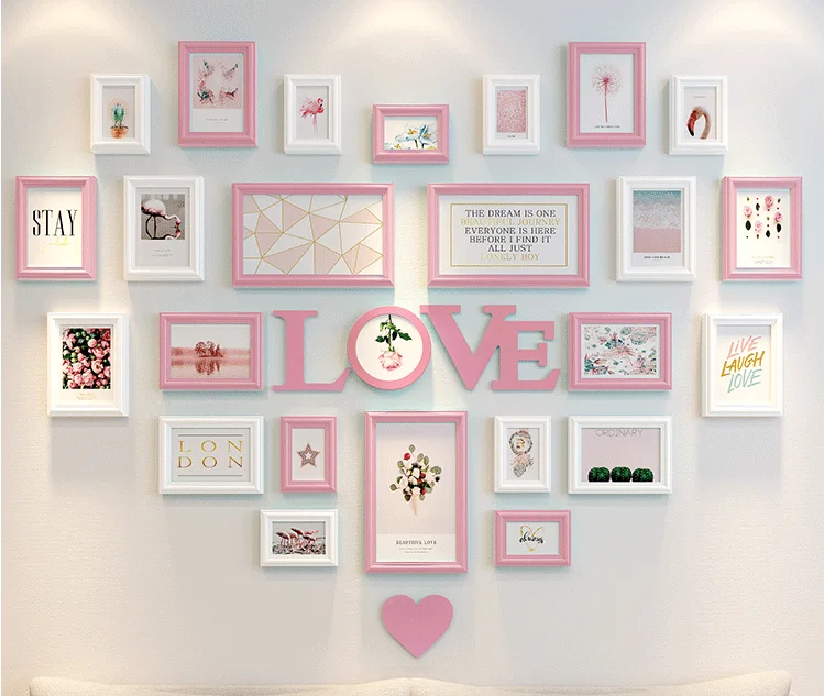 25 photo frames 25 Европейский твердый деревянный фоторамка для гостиной, фоторамка для стены, свадебное украшение комнаты, печать на стену, креативная комбинация - Цвет: 25 photo frames