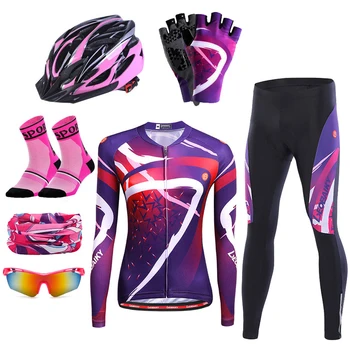 

Summer Bicycle Jersey Set Women Cycling Clothing Long Sleeve Pro Team Mtb Wear Road Bike Uniform Anti-UV Ladies Sports Skinsuit