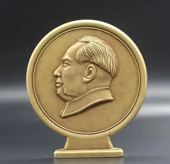 

China's Chairman MAO brass badge small Furnishing articles