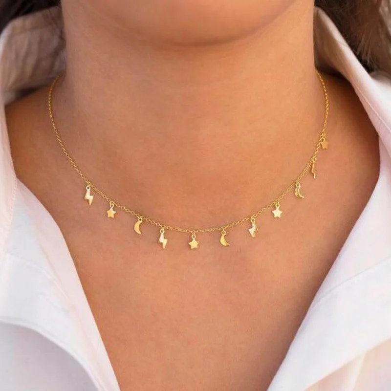 Female Choker Chain Moon Star 