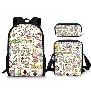 

Cartoon Medicine Printed School Bag Set Children's Backpack For Teenagers Girls Boys Schoolbags Kid Back Packs Mochila Escola