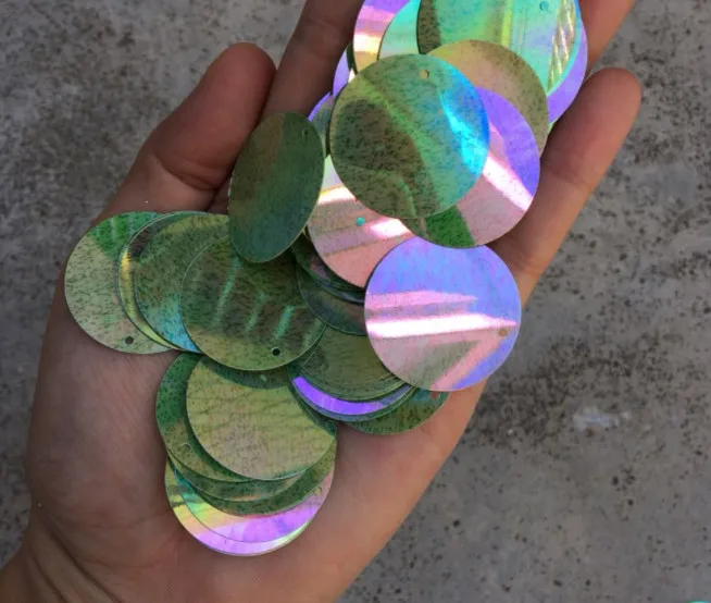 Швейные принадлежности импортные материалы 30 мм круглое отверстие края speckled зеленые блестки цвет зеленый жемчуг DIY плоские круглые Блестки