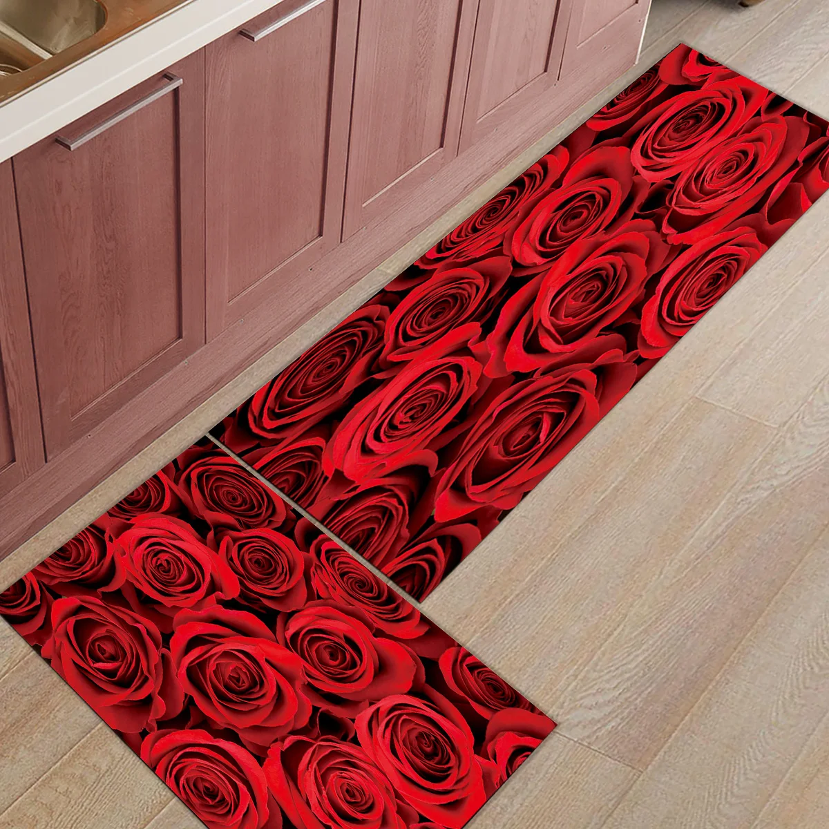 2 шт. Коврики для кухни красный цветок розы коврики для входного пути ванная комната Гостиная дверные коврики домашний декор
