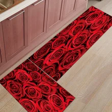 2 шт. Коврики для кухни красный цветок розы коврики для входного пути ванная комната Гостиная дверные коврики домашний декор