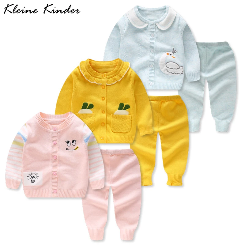 

Baby Sweater Boys Girls Sweaters Set 2pc Cardigans Autumn Causal Toddler Long Sleeves Knitwear Jackets Winter Children Knit Sets