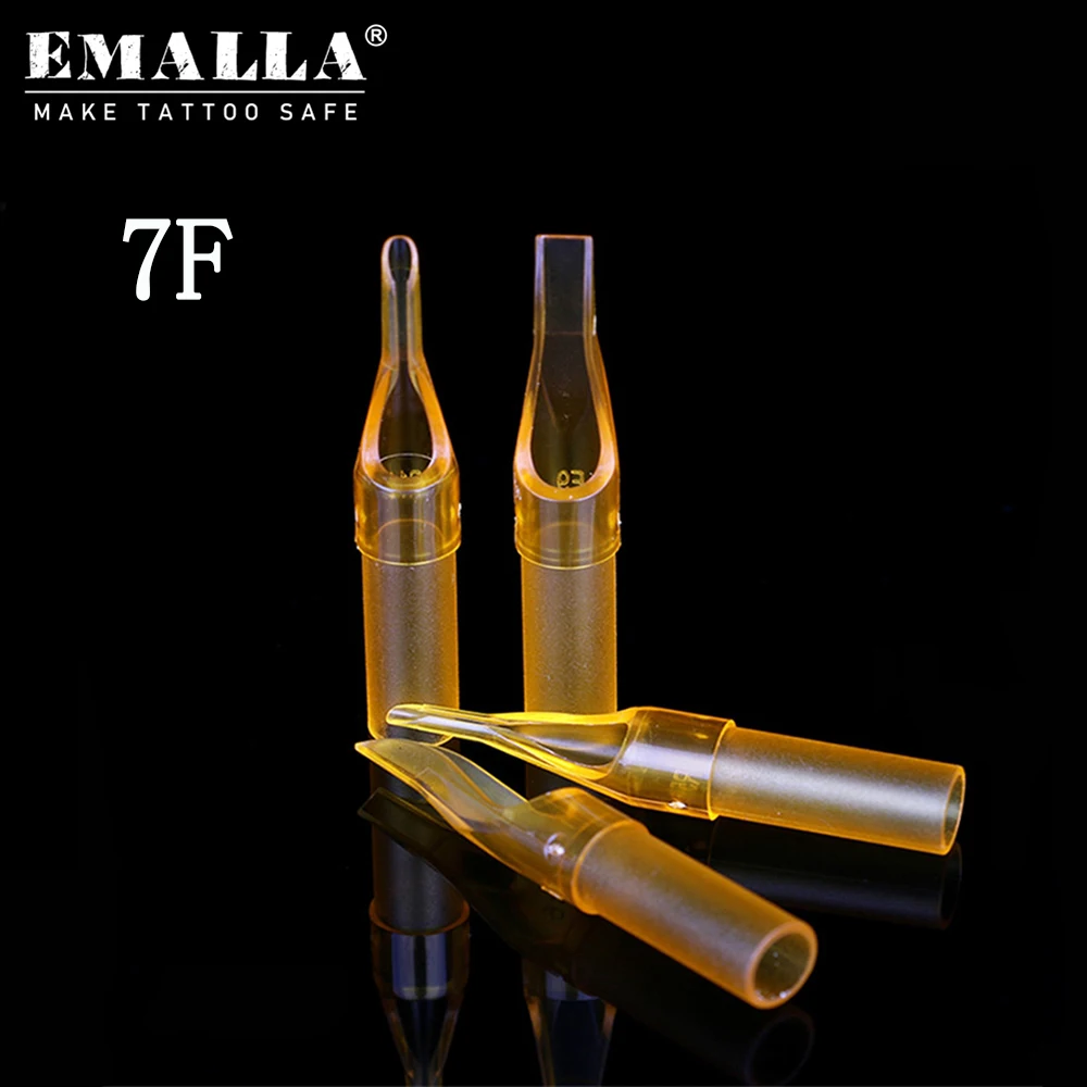 

50PCS/Box 7F Disposable Tattoo Tip Yellow Short Open Mouth Tattoo Tips For Tattoo Neddles Tattoo Machine Supplies Free Shipping