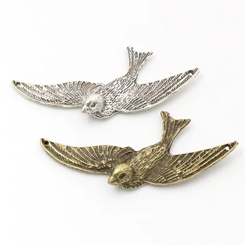 

73x33mm 3pcs Antique Silver Plated Bronze Plated Bird Style Connector Handmade Charms Pendant:DIY for bracelet necklace