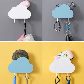 

4Pcs/set Creative Cloud Shape Wall Hook Colorful Key Holder Hanger Holder Wall Hook Kitchen Organizer Bathroom Accessories