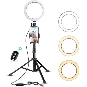 

DROCLIE 20CM Selfie Ring Light with Tripod Stand for Makeup, Led Camera Ringlight for Video/Photography Compatible
