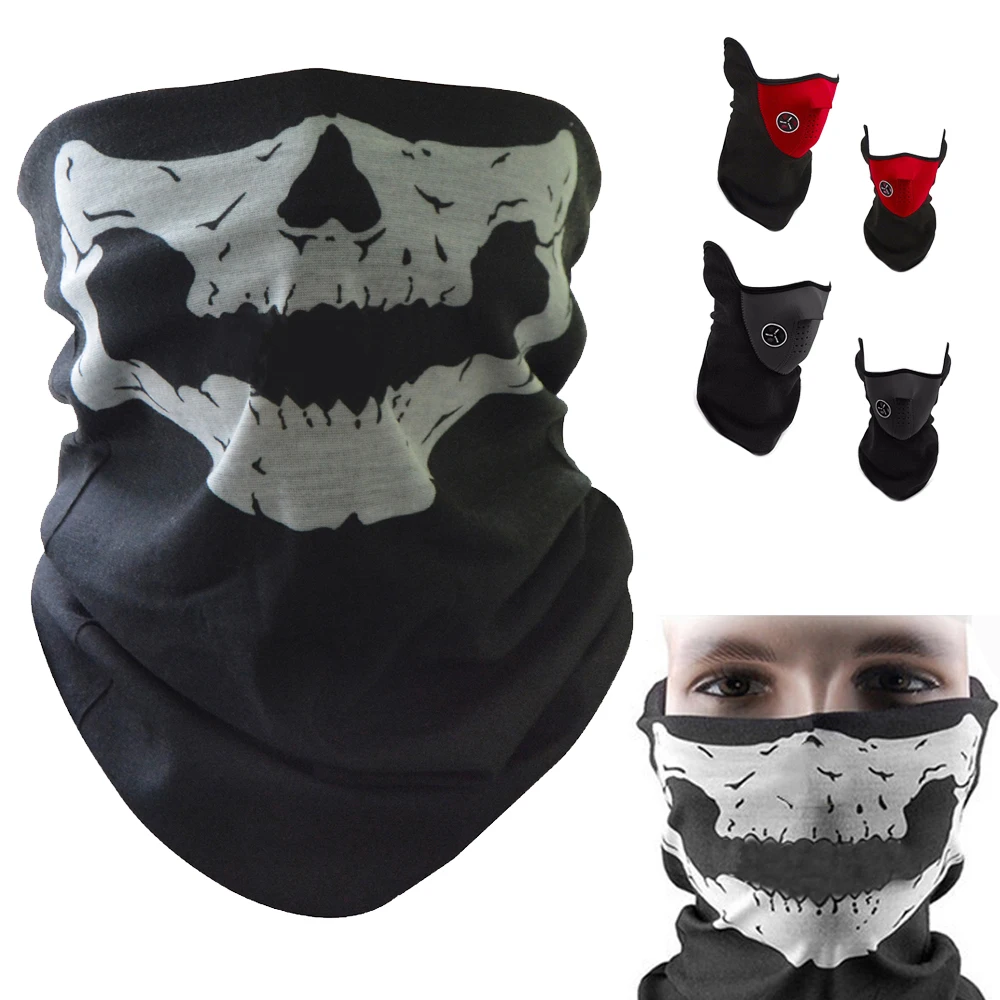 

FOR KTM SX-F Factory Edition 450 YAMAHA YZ R1 R6 1998 Motorcycle Skull Ghost Mask Face Shield Windproof Outdoor Mask Scarf