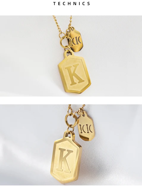 14K Solid Gold 3D Letter K Necklace