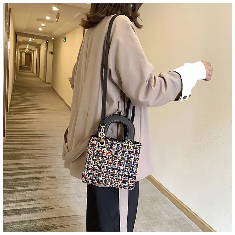 Шерстяная женская сумка осенняя и зимняя модная дама Tote Сумка шерстяная сумка через плечо Корейская роскошная дизайнерская брендовая сумка-мессенджер