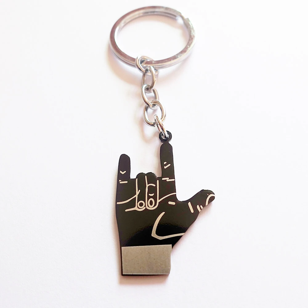 Fashion Hand Rock &amp Roll Keyring Stainless Steel with Black Coating Keychains For Singer Gesture | Украшения и аксессуары