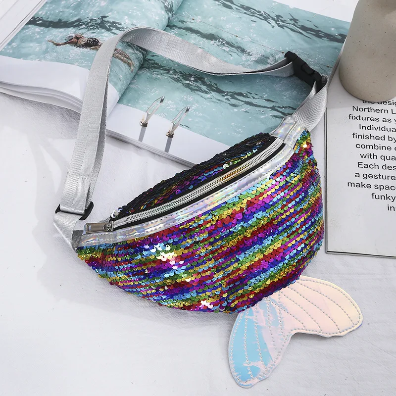 Сумка женская рыбий хвост одно плечо диагональная Талия поясная сумка с блестками поясная сумка нагрудная сумка бедра Бум сумка маленькая