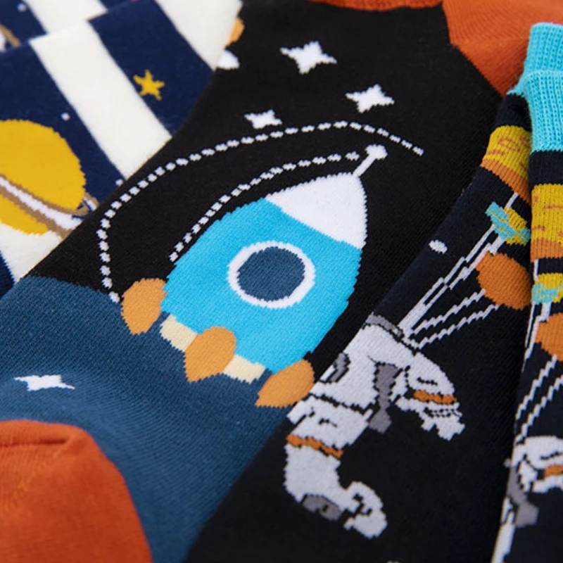 New Space Alien Planet Universe Cartoon Cotton Skate Cool Casual Socks Women Men Astronaut Funny Boat Short Happy Ankle Socks