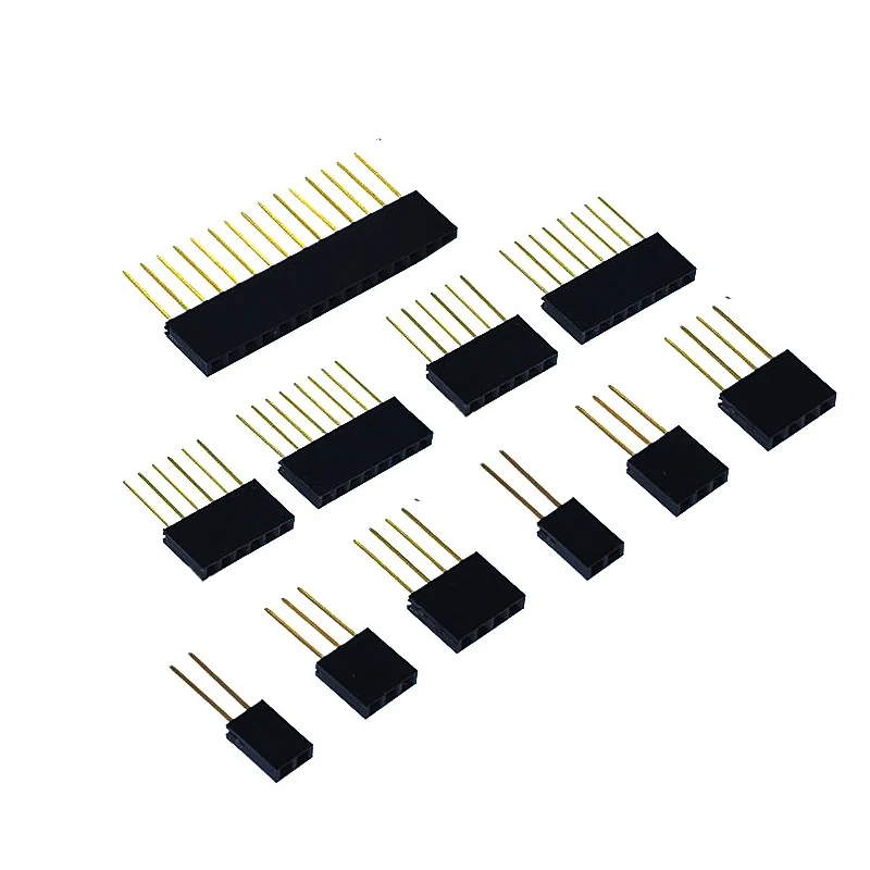 Pin Header 10-100pcs 1X2/3/4/6/8/10/15 Pin 2.54MM Stackable Long Legs Femal Header Arduino Shield Stlxy