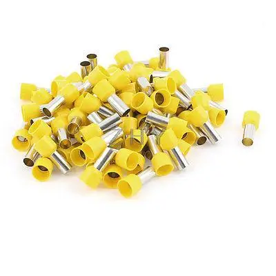

100pcs 10mm2 Crimp Cord End Terminal Insulated Bootlace Ferrule Connector Yellow