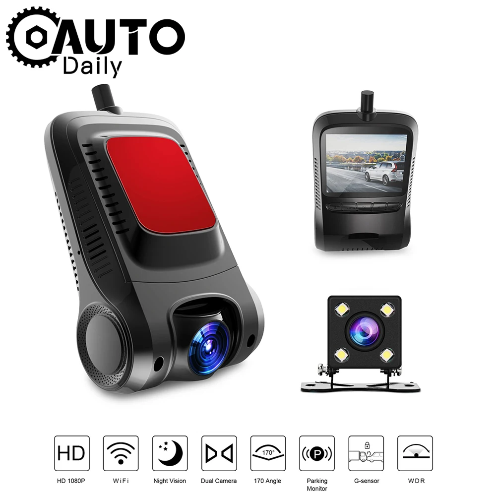 Видеорегистраторы для автомобилей 2 0 Full HD 1080P с функцией Wi Fi Двойной объектив