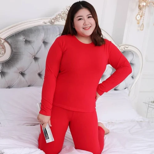 Plus Size Solid Colour Thermal Underwear
