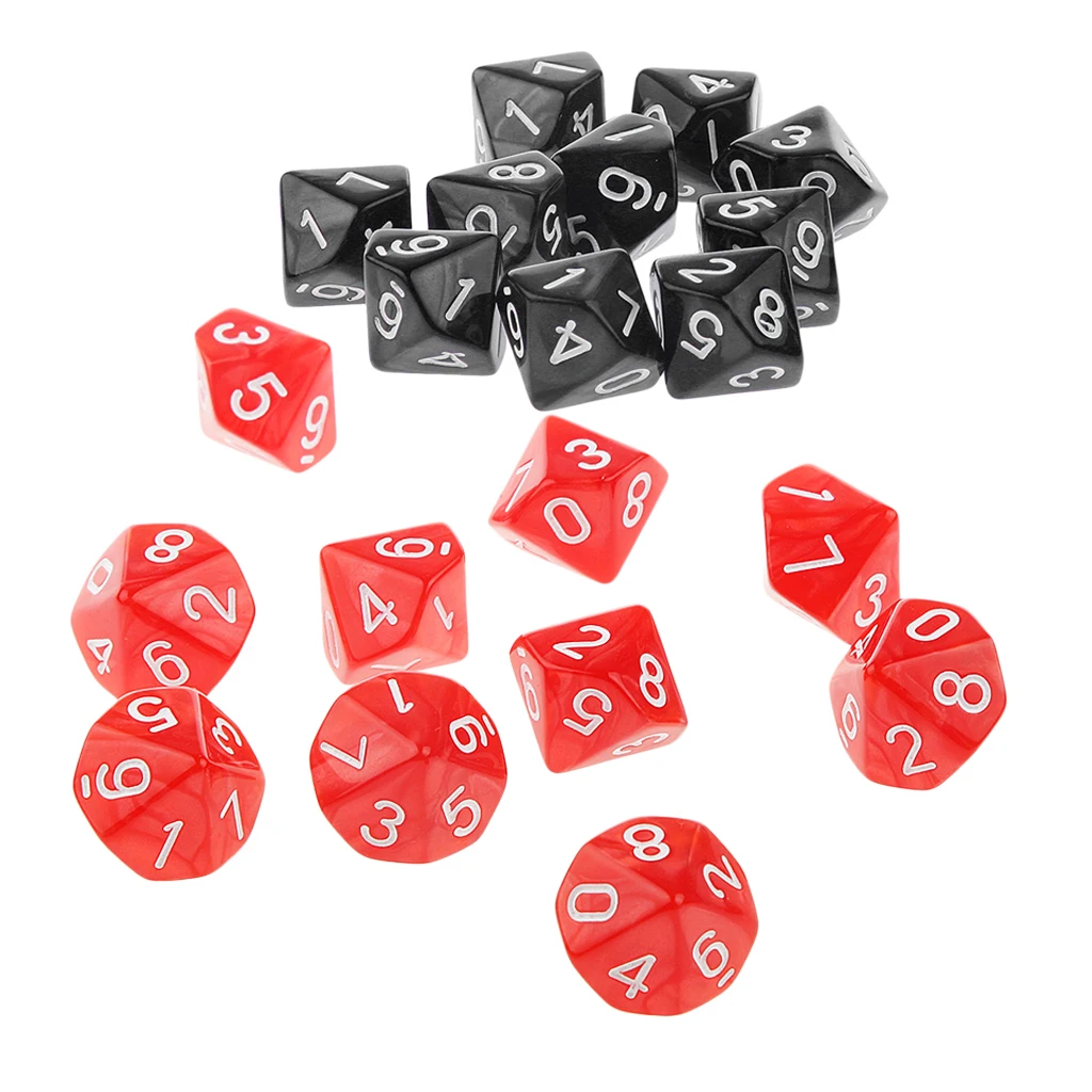20x 22mm Ten Sided Dice D10 for Playing Dungeons D&D TRPG Roleplay Game Toys Party Gambling Dices Game Digital Dices