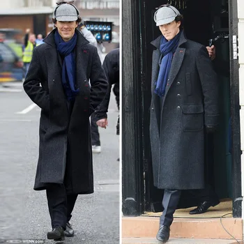 

Movie TV Show Halloween party Costumes Sherlock Holmes Cosplay Costume birthday gift coat Men Winter Long Trench Cape Coat