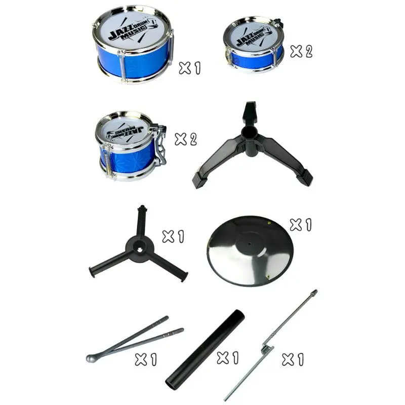 Kids Mini Jazz Drum Set Children"s Musical Educational Instrument Toy with Sticks Band Play Toy