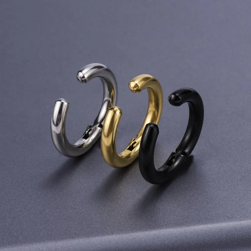 Ear Clip Earrings 1 piece Stainless Steel Ear Clip Earrings Men/Women Small Circle Bead Pendant No Pierced Fake Ear Circle Gothic Earrings