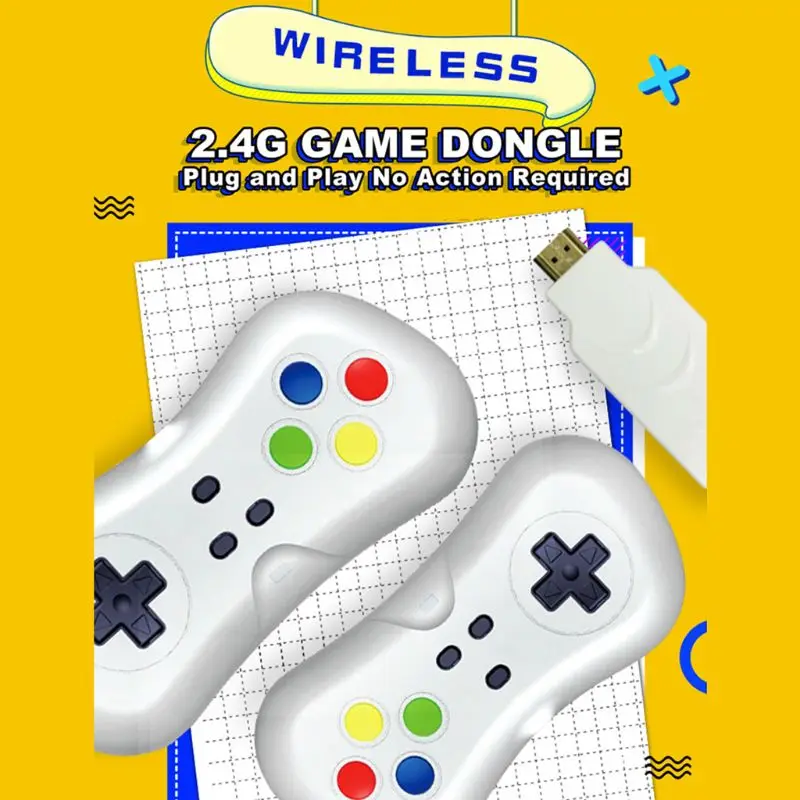 2 Players 1080P Wireless TV Video Game Console with 638 Games Mini Dual Gamepad