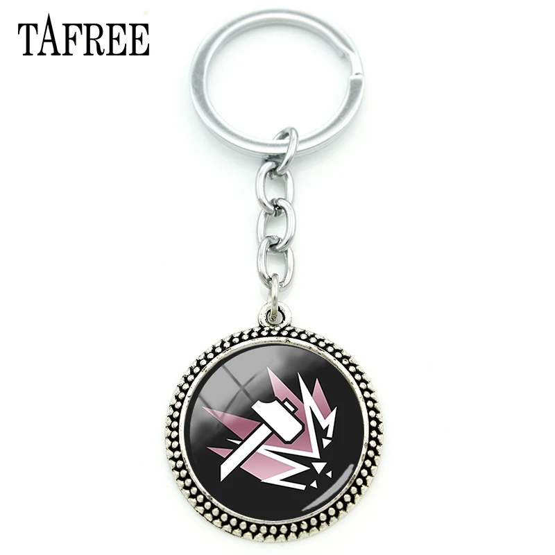 GR53 TAFREE командные спортивные игры инструмент брелок Радуга шесть 6 осада брелки для мальчиков Стекло Ювелирные изделия трендовые кабошон школьник GR39 - Цвет: GR53