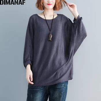 

DIMANAF Oversize Women T-Shirts Lady Tops Tees Shirts Basic Loose Batwing Sleeve Tunic Plus Size Solid Spring New Female Clothes
