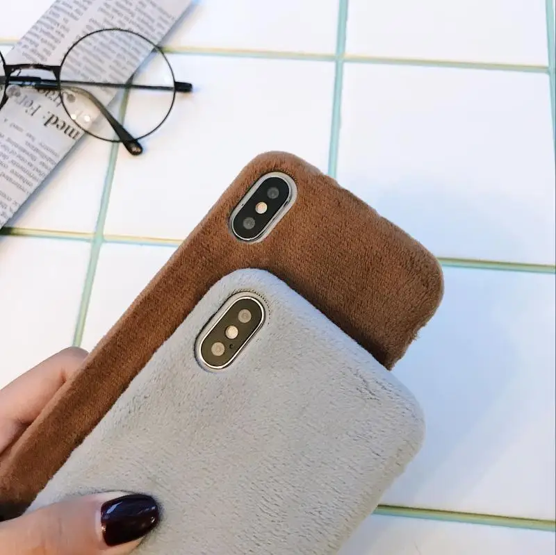 Зимний теплый плюшевый чехол для телефона Apple iPhone 11 Pro Max X XR XS Max 7 8 6 6S Plus задняя крышка Капа Fundas