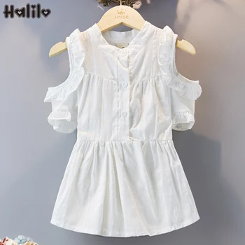 

Halilo Girl Dress Summer O-Neck White Color Fashion Children Clothing Birthday Girls Party Dresses Princess Costume