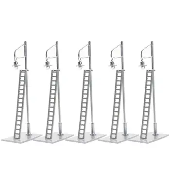 5pcs /10pcs Model Trains Layout 1:87 Silver Lamppost Lamp HO Scale with Ladder 8.5cm RY428