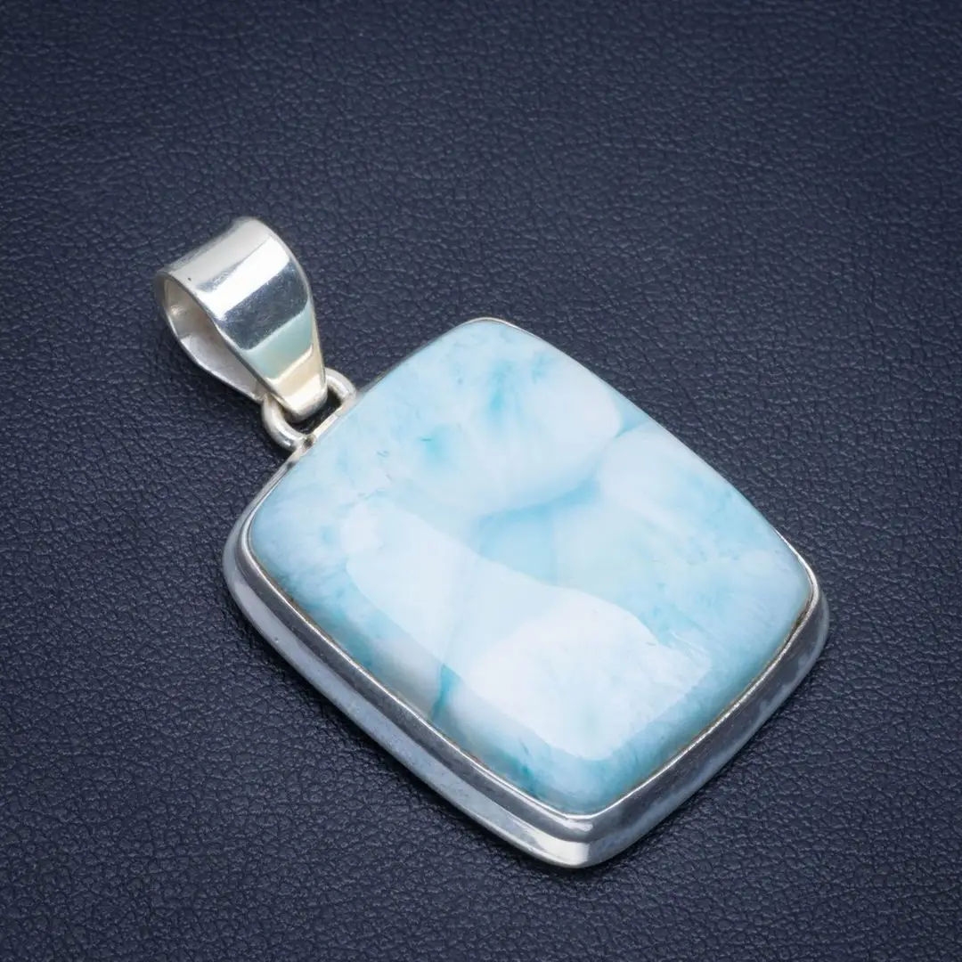 Натуральный Caribbean Larimar ручной уникальный кулон из стерлингового серебра 925 пробы 1