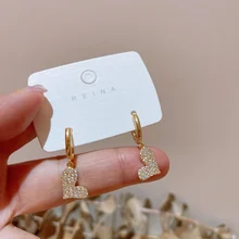 

Love heart Pendant earrings zircon earrings fashionable exquisite golden drop earrings women's jewelry luxury party accessories