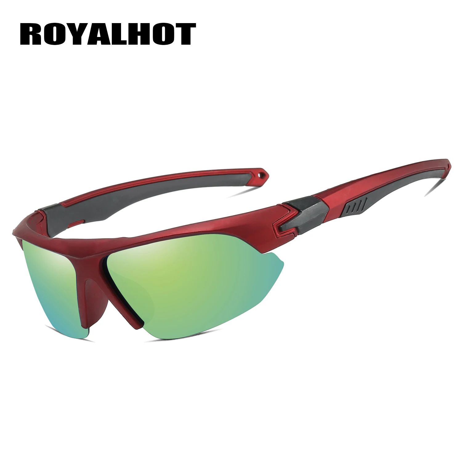 RoyalHot, мужские, женские, поляризационные, с красной подошвой, спортивные солнцезащитные очки, Ретро стиль, солнцезащитные очки, 900218 - Цвет линз: red yellow