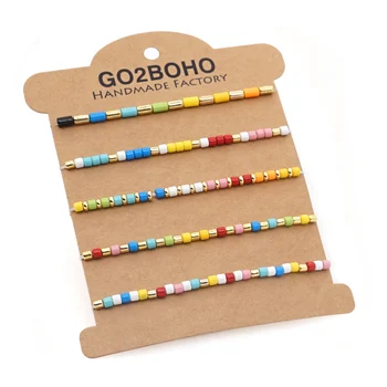 

Shinus Rainbow Colorfast Enamel Tile Beads Bracelets Cylindrical Beaded Stretch Bracelet Jewelry For Women Men Wholesale