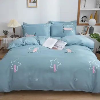 

56 Pure Bedding Set Quilt Cover Pillowcase Duvet Cover Sets Blue King Queen Double Single Full Size Star Bed Linens