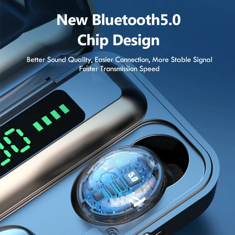 Беспроводные наушники TWS Bluetooth 5,0, беспроводные наушники 2200 мАч, зарядная коробка с микрофоном, спортивная водонепроницаемая гарнитура, наушники
