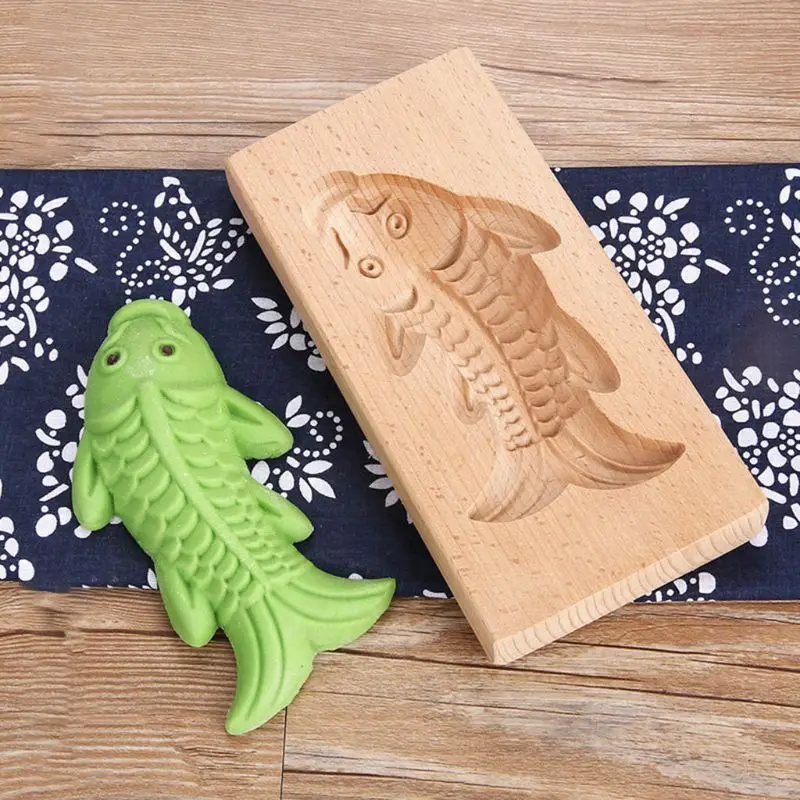 Деревянные DIY Mooncake формы рыбы выпечки ручной работы помадка украшения инструменты