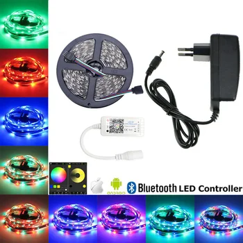 

5M 5050 RGB LED Strip light Waterproof RGB 10M 2835 led ribbon tape Bluetooth 24 key Controller +12V power adapter Kit