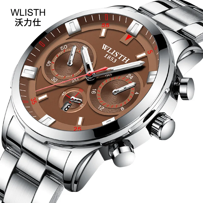 

Wo li shi Watch Men Quartz Watch Faux Three Needle Business Waterproof Watch Fashion Students Trend