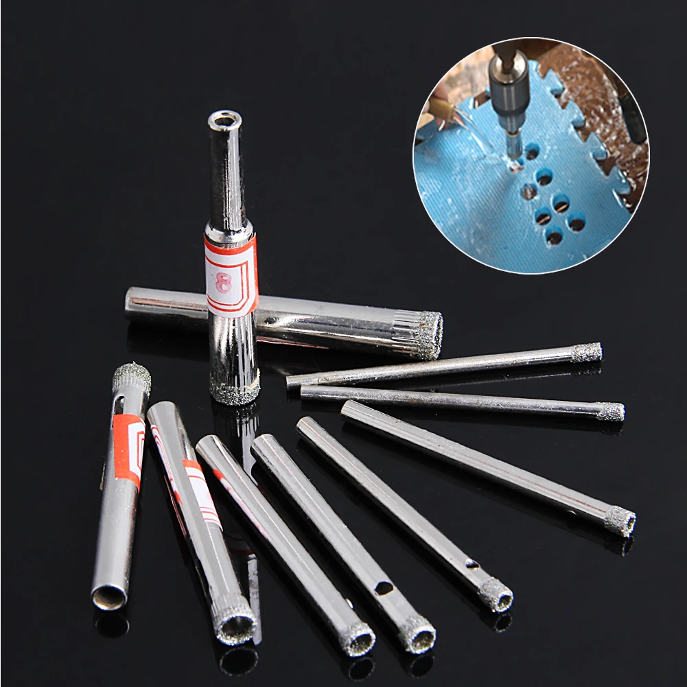 10Pcs 3-8mm Diamond Coated Core Saw Hole Drill Tool Set For Glass Marble TilesDrop ship 10Pcs 3-8mm Diamond Coated Core Saw Hole Drill Tool Set For Glass Marble TilesDrop ship