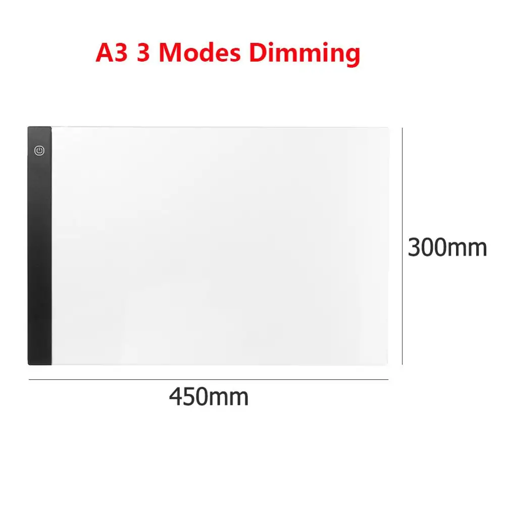 A3 3 Modes Dimming A3/A4/A5 светодиодный цифровой графический планшет дисплей Панель светящийся трафарет Графический художник тонкий художественный трафарет рисованная доска светильник коробка Прямая поставка - Цвет: A3 3 Modes Dimming