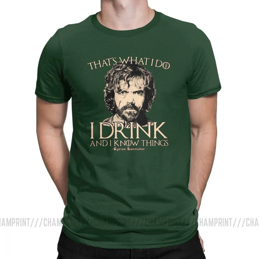 Forest Green Футболка «Игра престолов», футболки с надписью «I Drink And I Know Things», футболки с тирионом ланнистером для мужчин, винтажные топы с вырезом лодочкой, хлопок, 4X, 5X - Цвет: Forest Green