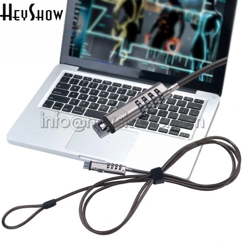USB Port Laptop Security Lock, 4 Digit Password, Notebook Secure Steel Lock Cable, Anti Theft Combination, Protective