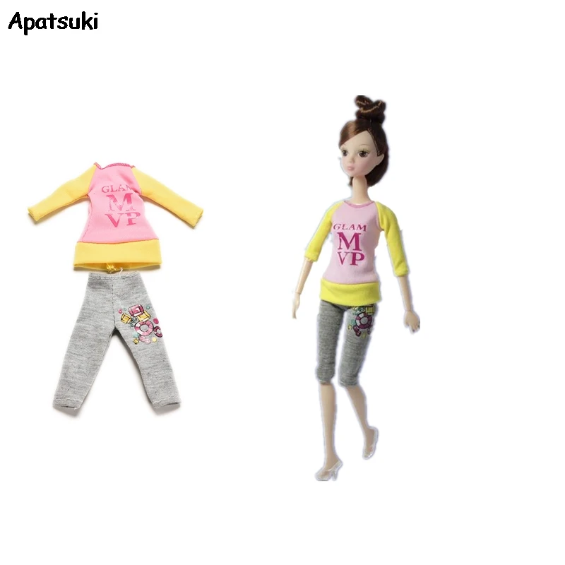 1 комплект Повседневная Одежда для кукол блузка с длинным рукавом серые брюки