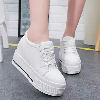 

High quality 2019 increased high canvas sneakers women's muffin bottom plus velvet sports shoes wild women walking shoes ZQ-116