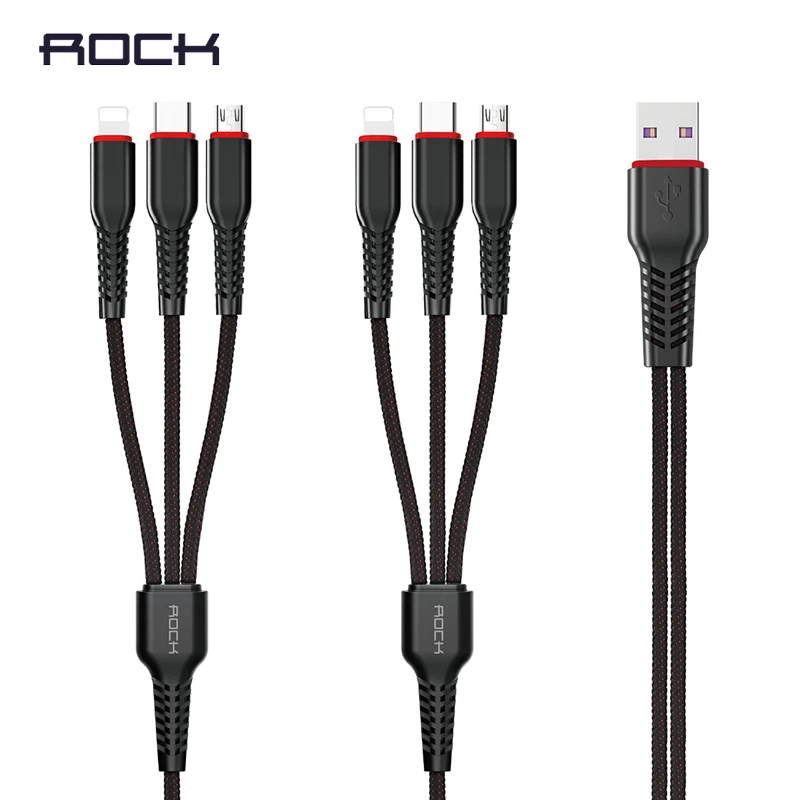 

ROCK 6in1 USB Cable for iPhone XS Max XR X 3.6A Fast Charging Micro USB Type C Cable for Samsung Xiaomi Android Phone Wire Cord